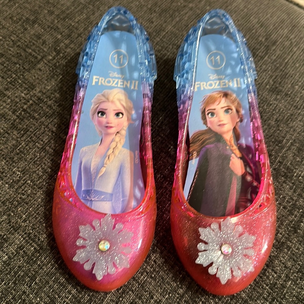 Disney’s Frozen LIGHT-UP Jelly Ballet Flats Girl’s Size 11 Pink Blue